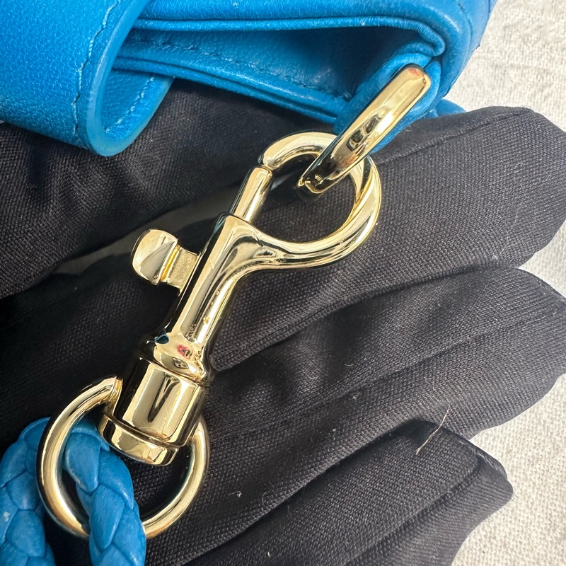 Bottega Veneta 中古藍色小編織多功能手機包-5