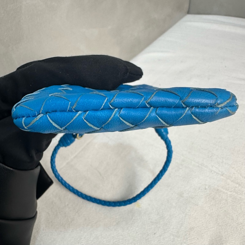 Bottega Veneta 中古藍色小編織多功能手機包-6