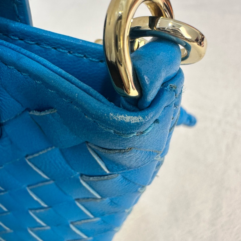Bottega Veneta 中古藍色小編織多功能手機包-10