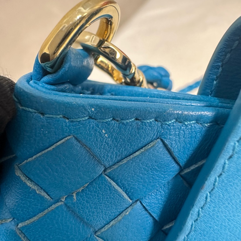 Bottega Veneta 中古藍色小編織多功能手機包-12