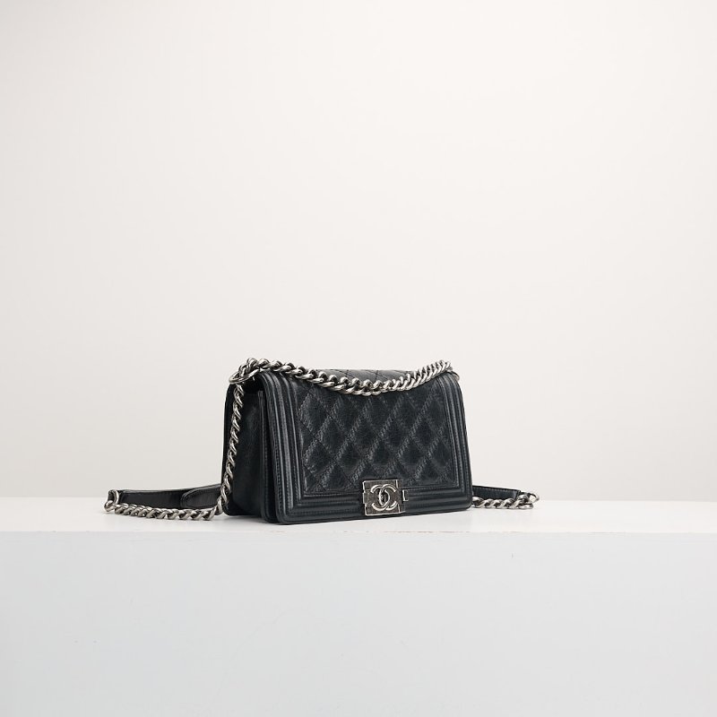 二手Chanel boy25 外縫黑銀牛-1
