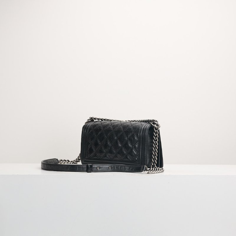 二手Chanel boy25 外縫黑銀牛-2