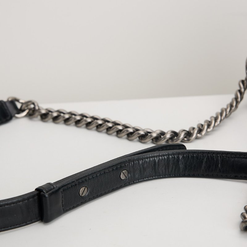 二手Chanel boy25 外縫黑銀牛-7