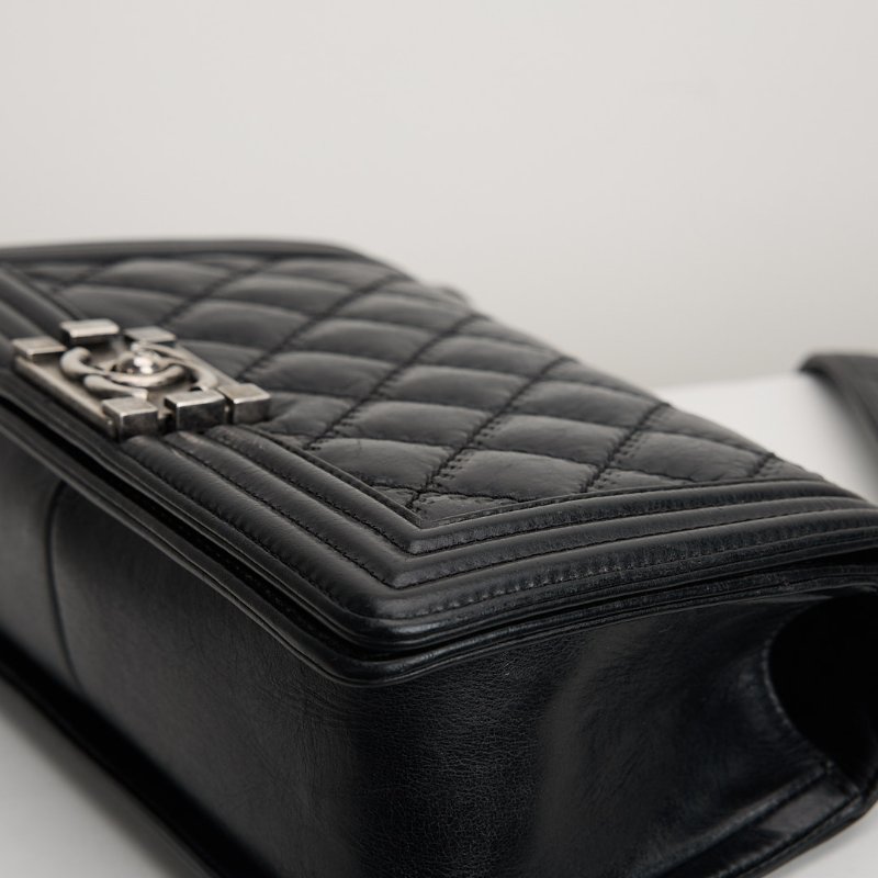 二手Chanel boy25 外縫黑銀牛-19