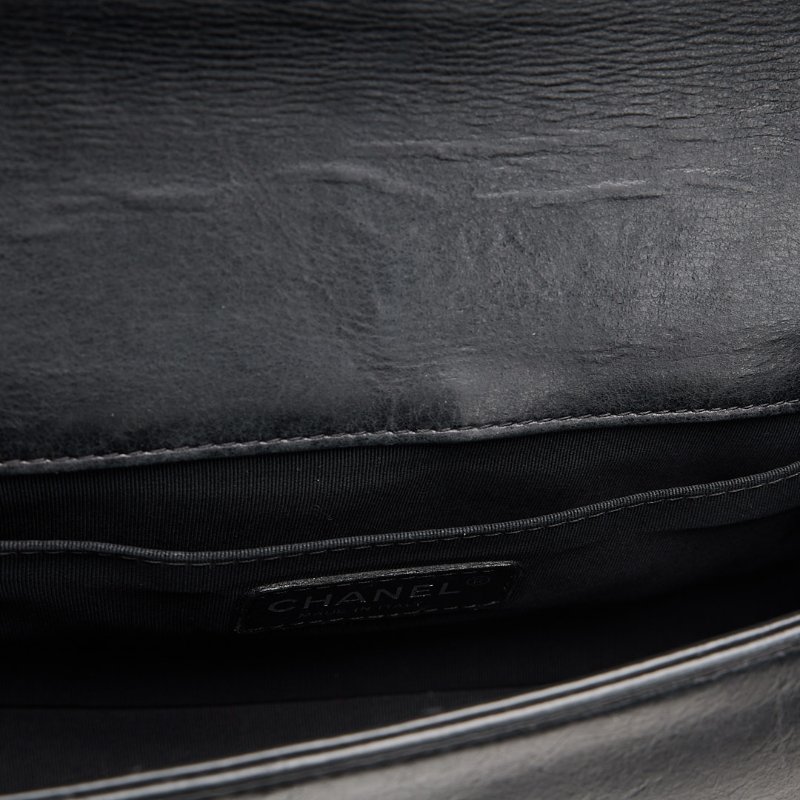 二手Chanel boy25 外縫黑銀牛-24