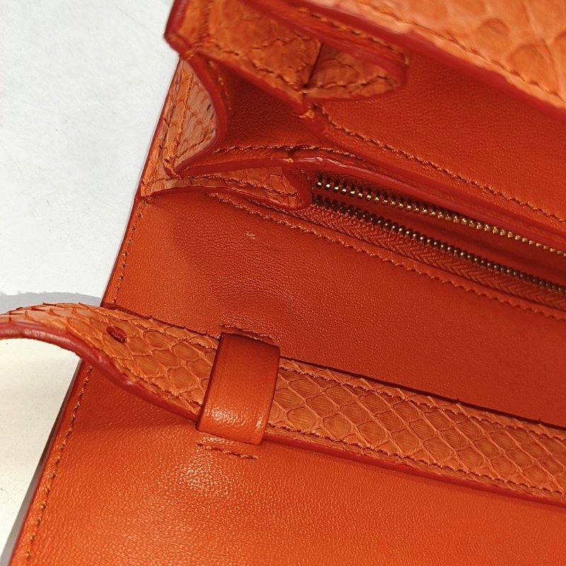 CELINE CLASSIC BOX迷你橙色蛇皮豆腐包單肩包斜挎包金色五金可拆卸肩帶-8