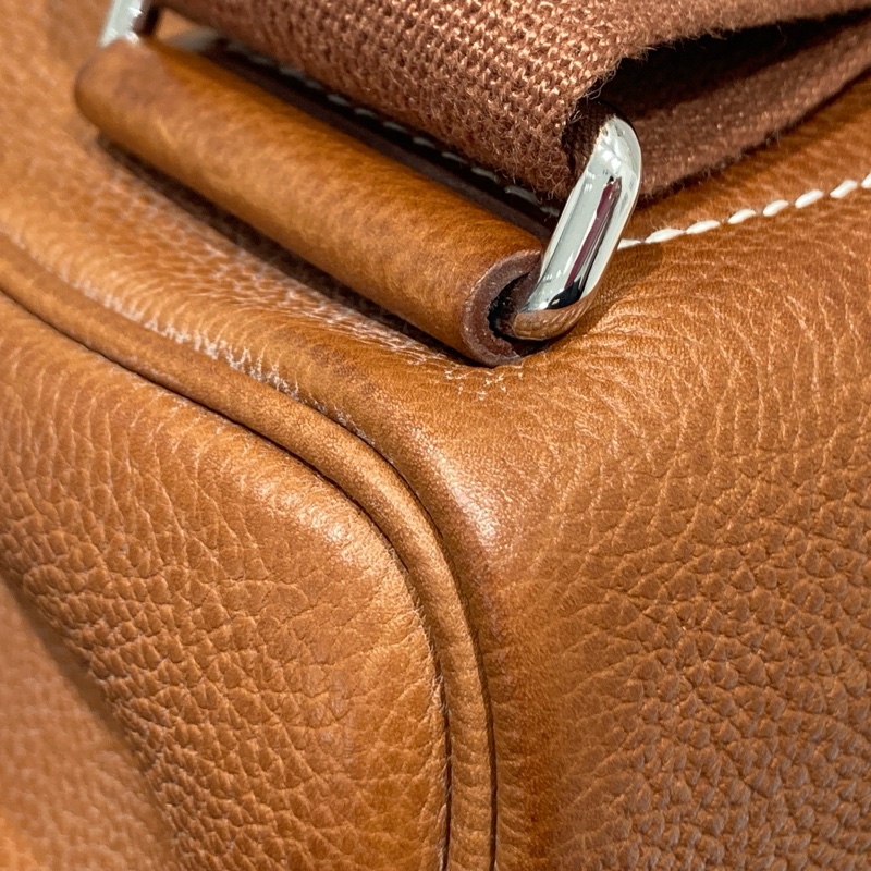 HERMES 愛馬仕 HAC A DOS 肩背包 胸背包  棕色 銀扣 B刻-10