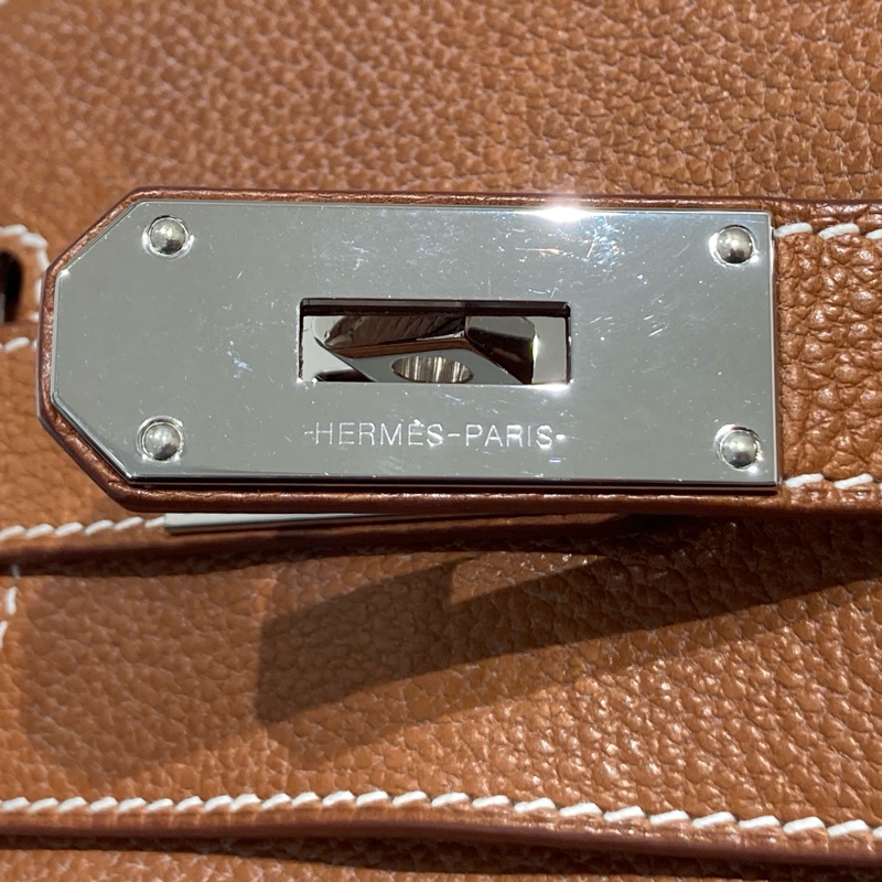 HERMES 愛馬仕 HAC A DOS 肩背包 胸背包  棕色 銀扣 B刻-16