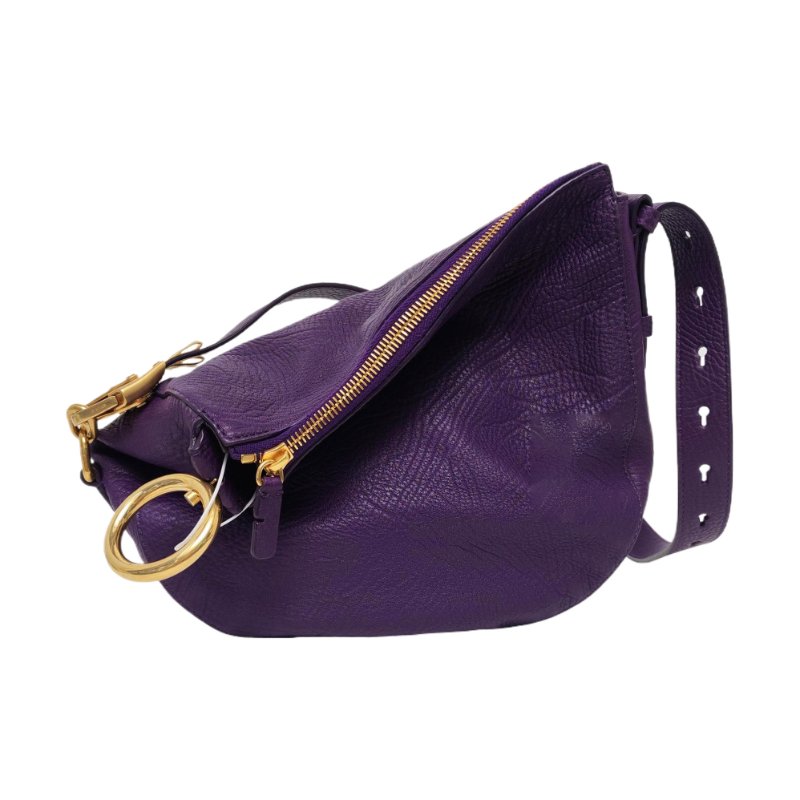 BURBERRY Canterbury小號紫色牛皮單肩包手提包金色五金可拆卸肩帶-0