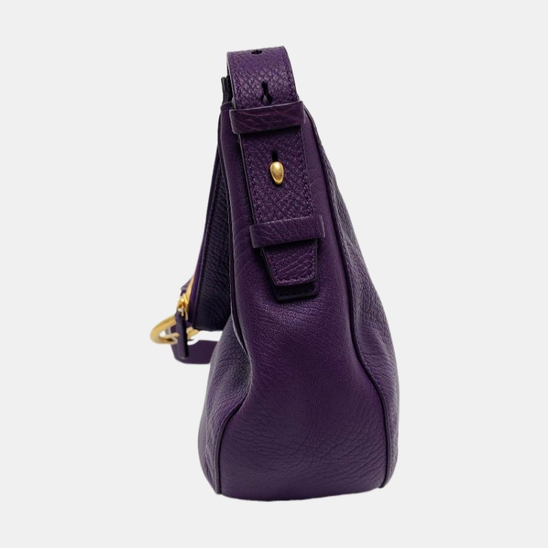 BURBERRY Canterbury小號紫色牛皮單肩包手提包金色五金可拆卸肩帶-2