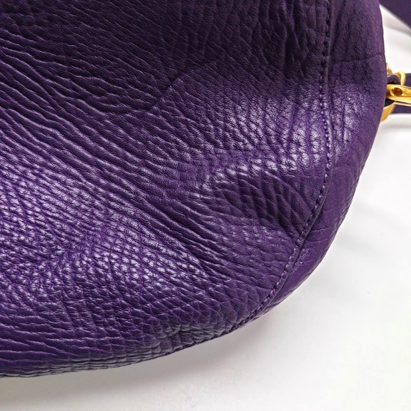 BURBERRY Canterbury小號紫色牛皮單肩包手提包金色五金可拆卸肩帶-9