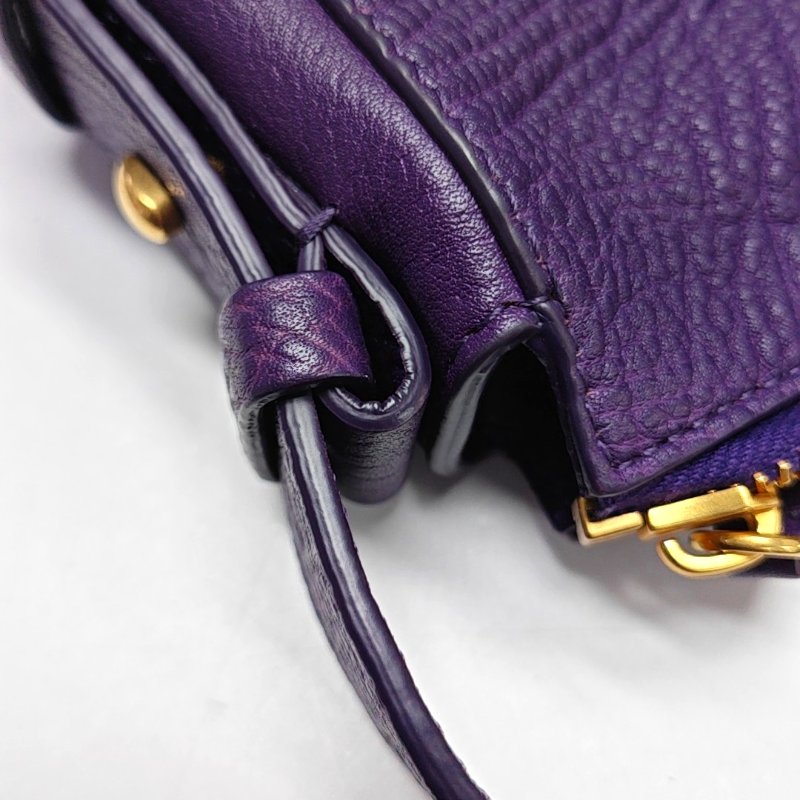 BURBERRY Canterbury小號紫色牛皮單肩包手提包金色五金可拆卸肩帶-13