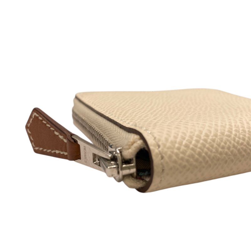 HERMES 愛馬仕 SILK IN COMPACT 皮革 拉鍊絲巾零錢包 餅乾色-4