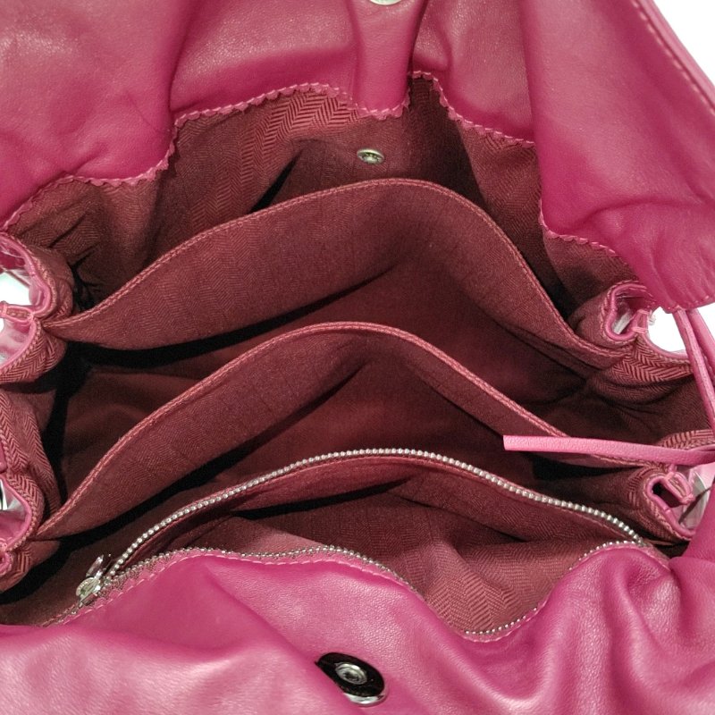 LOEWE Flamenco玫粉色羊皮流蘇單肩包銀色五金-6
