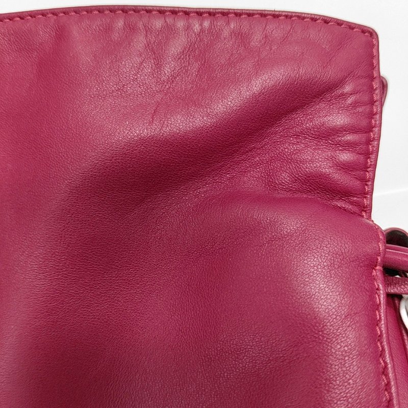 LOEWE Flamenco玫粉色羊皮流蘇單肩包銀色五金-10