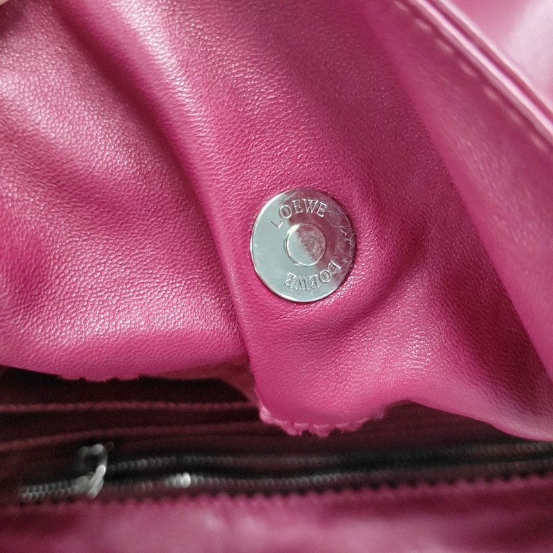 LOEWE Flamenco玫粉色羊皮流蘇單肩包銀色五金-12