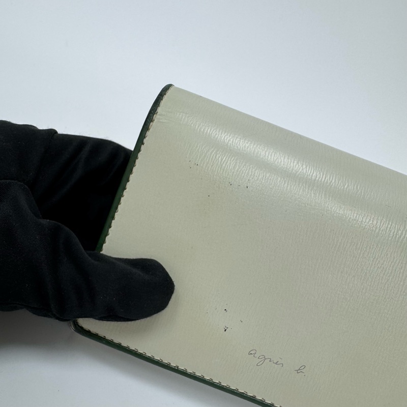 Agnes b. 淺綠綠邊短款錢包 vintage 二手 中古-13