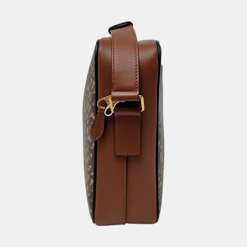 BURBERRY TB 棕色塗層帆布TB單肩包斜挎包金色五金-2