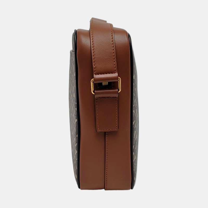 BURBERRY TB 棕色塗層帆布TB單肩包斜挎包金色五金-3