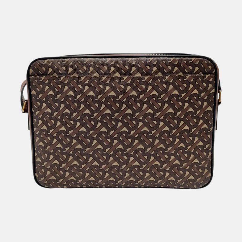 BURBERRY TB 棕色塗層帆布TB單肩包斜挎包金色五金-4