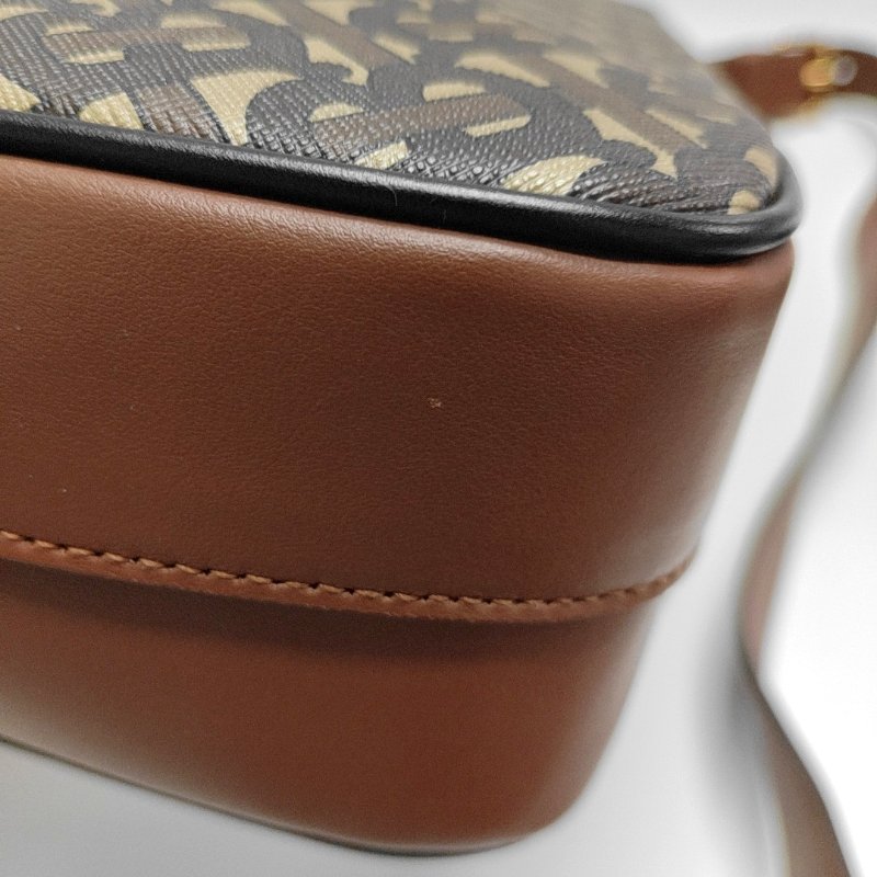 BURBERRY TB 棕色塗層帆布TB單肩包斜挎包金色五金-7