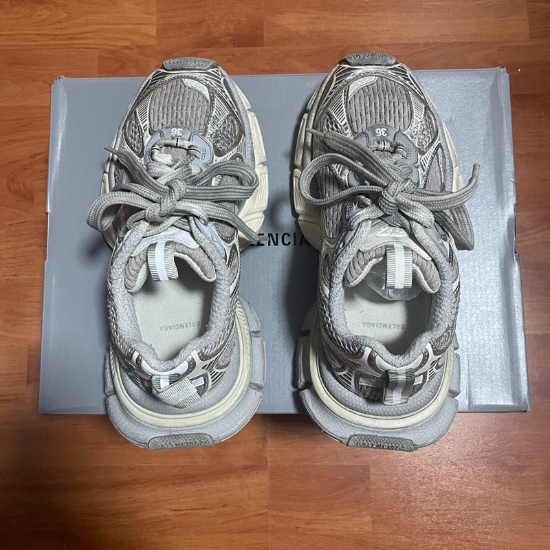 Balenciaga巴黎世家3xl做舊老爹鞋 女款 淺米色 36碼-3