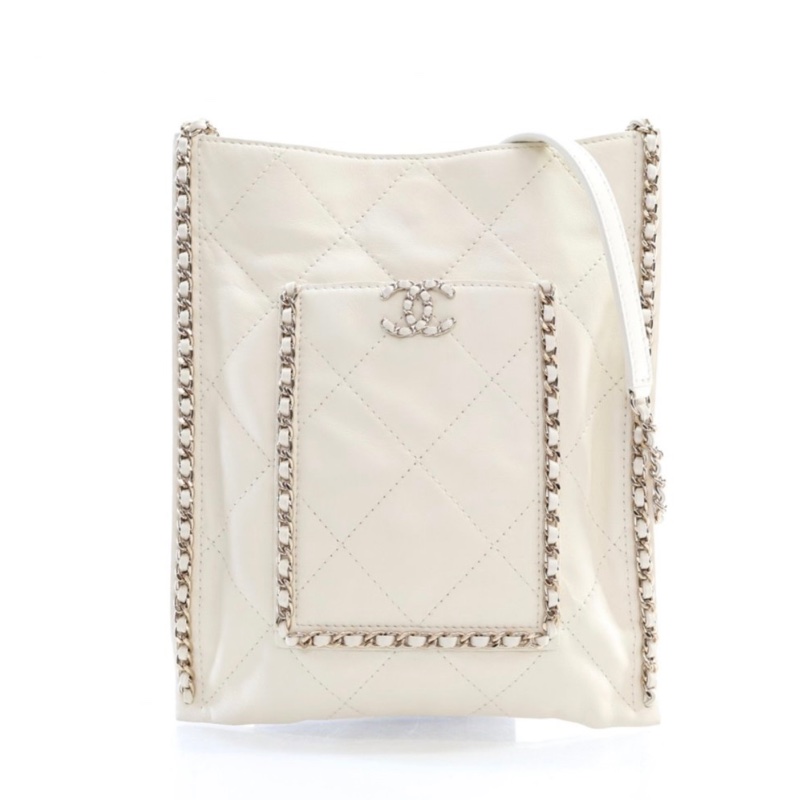 Chanel香奈兒白金小牛皮菱格紋mini Tote實用單肩包，稀缺款-0