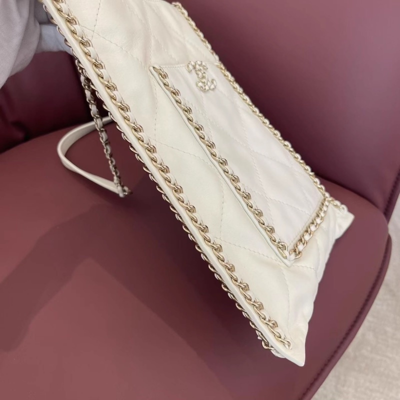 Chanel香奈兒白金小牛皮菱格紋mini Tote實用單肩包，稀缺款-4