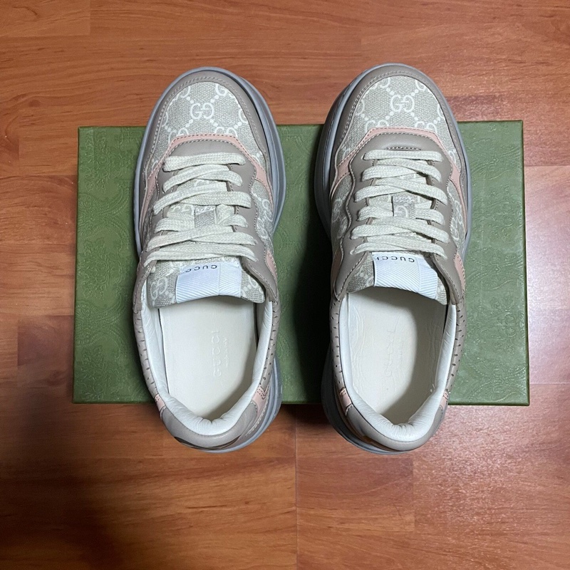 GUCCI餅乾鞋古馳GG低幫時尚板鞋 女款 麥粉色 36.5碼-3