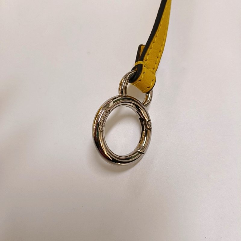 FENDI Peekaboo迷你黃色皮草單肩包斜挎包手提包銀色五金可拆卸肩帶-10