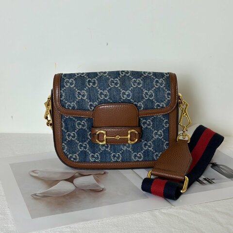GUCCI Horsebit 1955馬銜釦馬鞍包 - mini牛仔