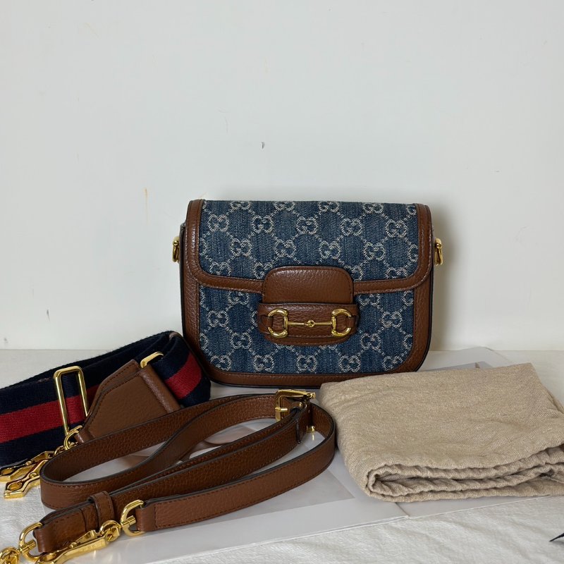 GUCCI Horsebit 1955馬銜釦馬鞍包 - mini牛仔-15