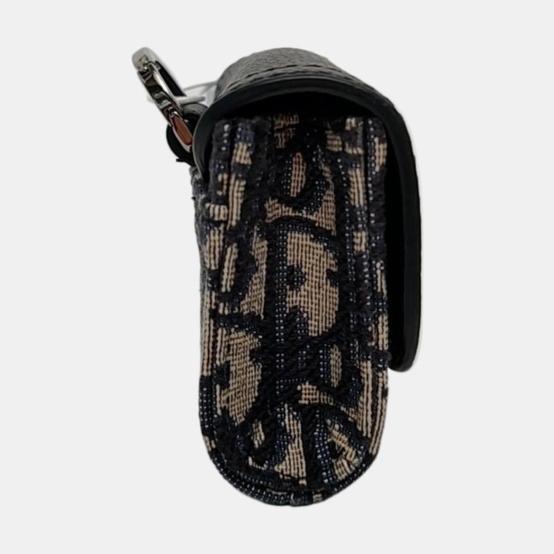 DIOR黑色牛皮老花提花單肩包斜挎包銀色五金可拆卸肩帶 9.8新-3