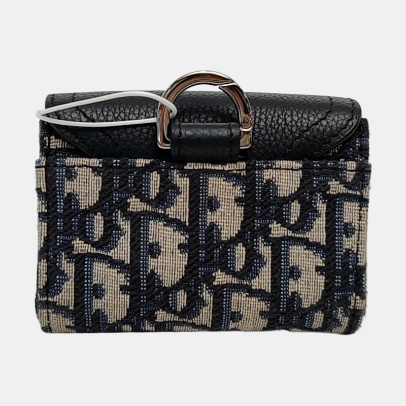 DIOR黑色牛皮老花提花單肩包斜挎包銀色五金可拆卸肩帶 9.8新-4