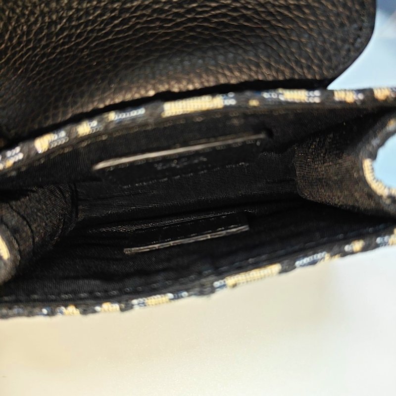 DIOR黑色牛皮老花提花單肩包斜挎包銀色五金可拆卸肩帶 9.8新-6