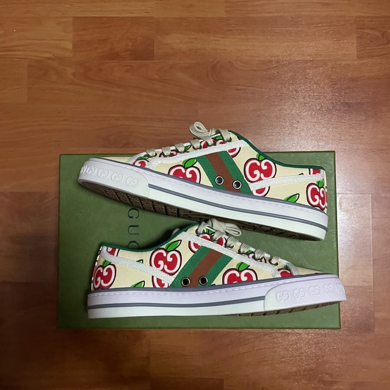 Gucci保真古馳 tennis1977 gg蘋果印花運動板鞋 36.5碼-1