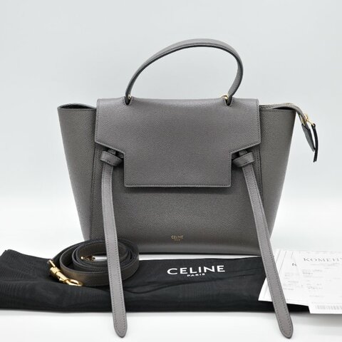 Celine 思琳 Micro Belt Bag 灰色粒面小牛皮 手提包 斜背包