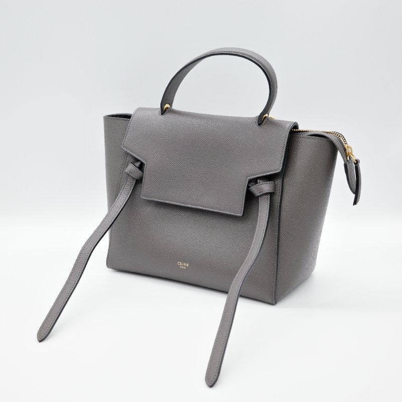 Celine 思琳 Micro Belt Bag 灰色粒面小牛皮 手提包 斜背包-3