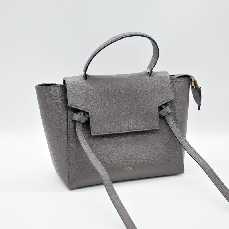 Celine 思琳 Micro Belt Bag 灰色粒面小牛皮 手提包 斜背包-4