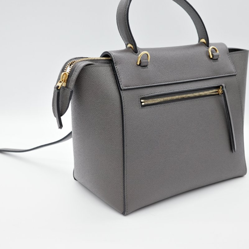 Celine 思琳 Micro Belt Bag 灰色粒面小牛皮 手提包 斜背包-6