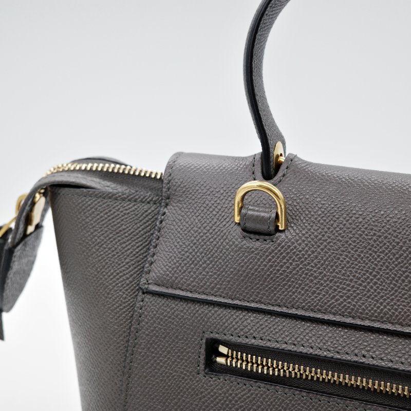 Celine 思琳 Micro Belt Bag 灰色粒面小牛皮 手提包 斜背包-9