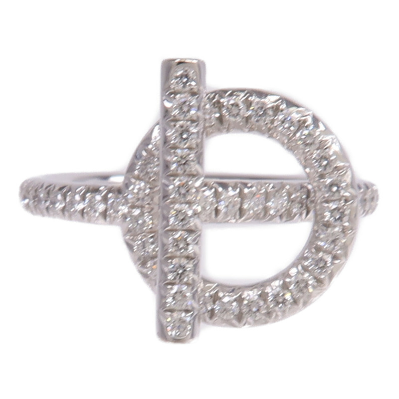 HERMES 18K白金Echappee Ring鑽石戒指Hermes#51/US#5.5-1