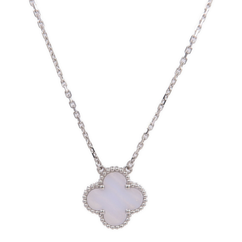 Van Cleef & Arpels 18K白金Vintage Alhambra Pendant玉髓吊墜-1