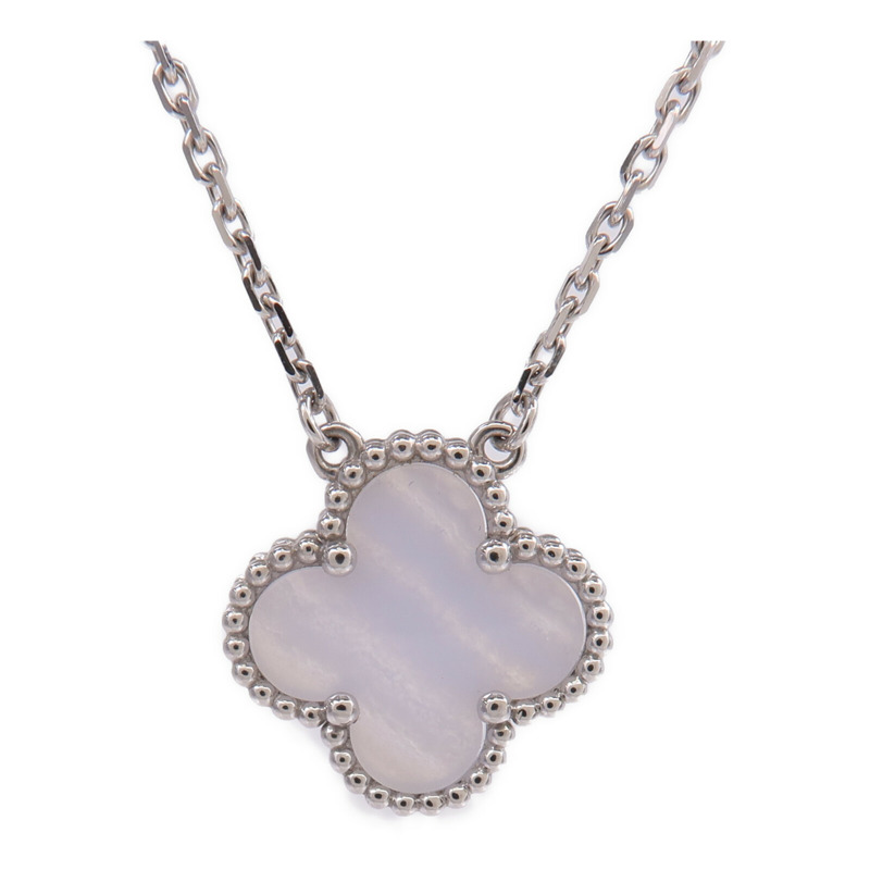Van Cleef & Arpels 18K白金Vintage Alhambra Pendant玉髓吊墜-2