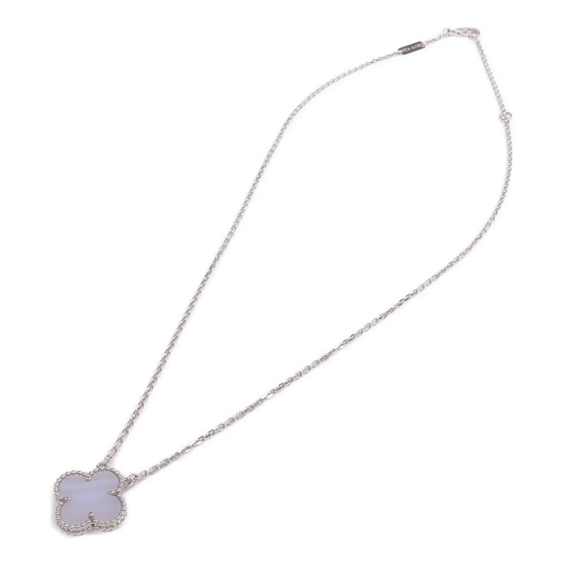 Van Cleef & Arpels 18K白金Vintage Alhambra Pendant玉髓吊墜-3