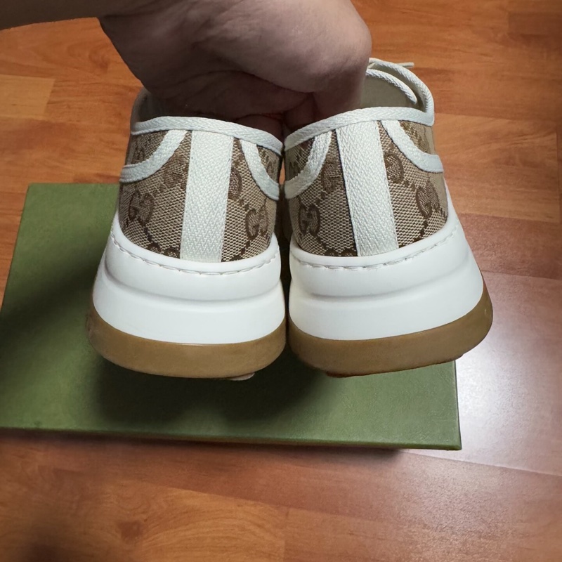 Gucci正品古馳厚底鞋 低幫滿印時尚板鞋 女款 棕白 37碼-4