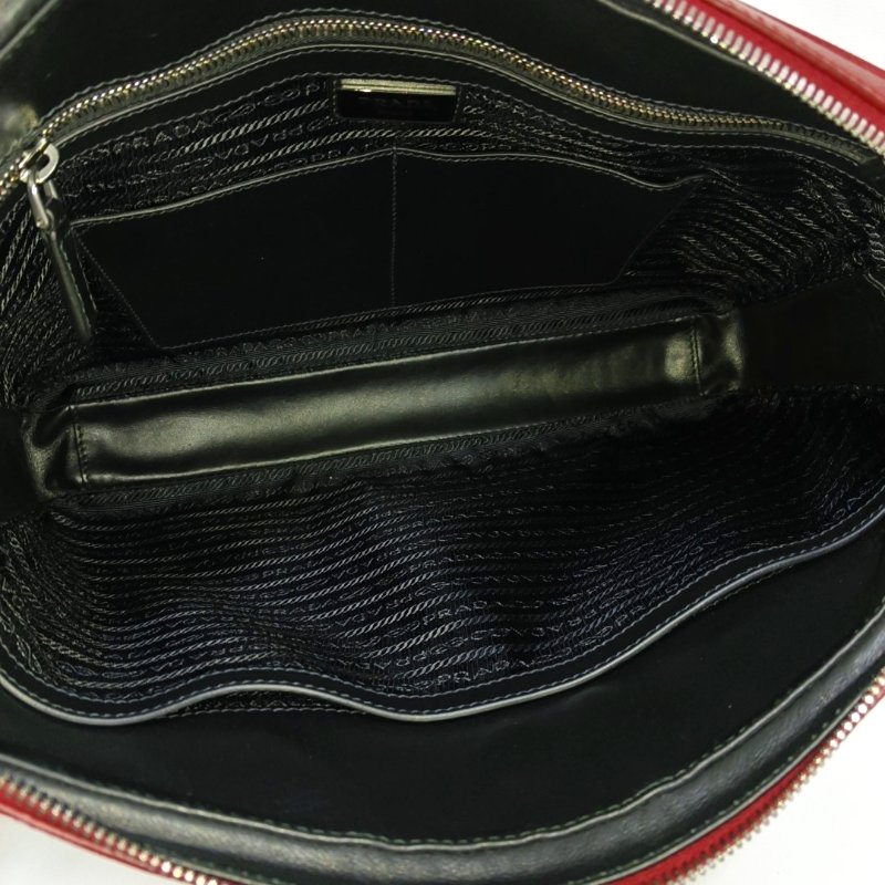PRADA紅色牛皮單肩包可拆卸肩帶 9.8新-6