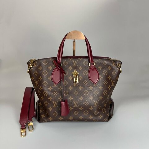 LV M44348 老花酒紅托特包