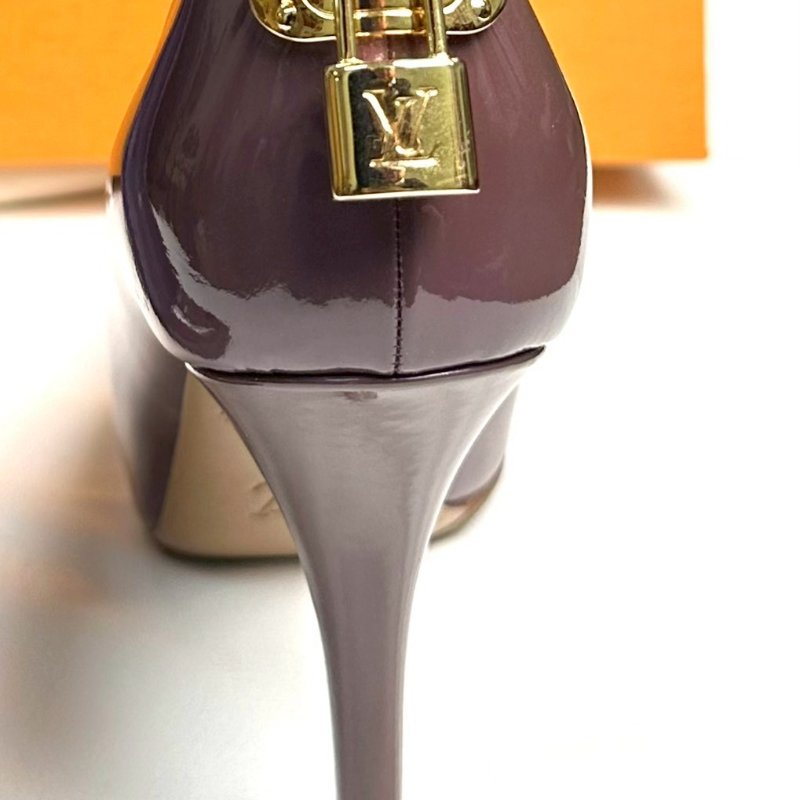 Louis Vuitton 紫色經典漆皮露趾高跟鞋 鞋碼37.5-3