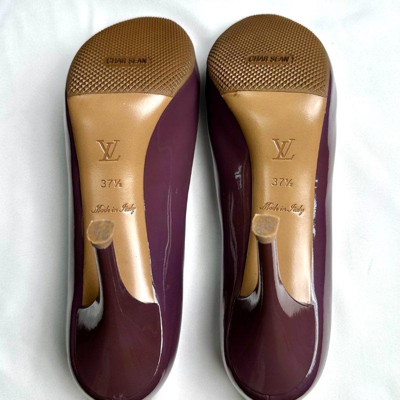 Louis Vuitton 紫色經典漆皮露趾高跟鞋 鞋碼37.5-7